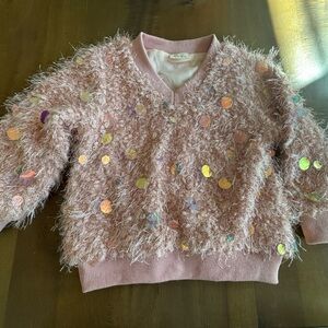 Girls 2t pink sweater with fringe and sequins
